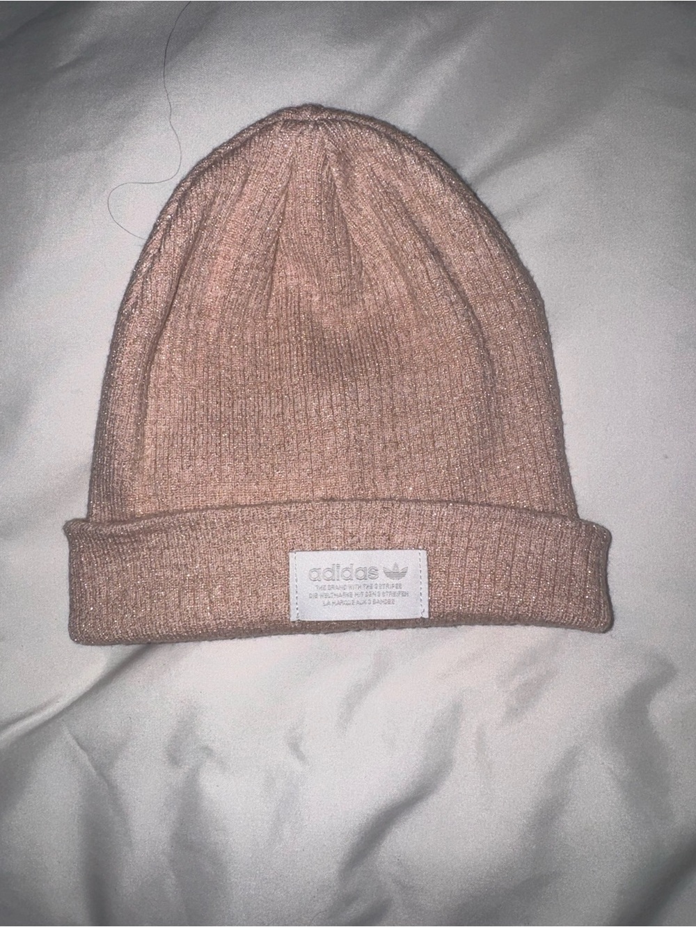 adidas Ribbed Knit Beanie in Blush Pink